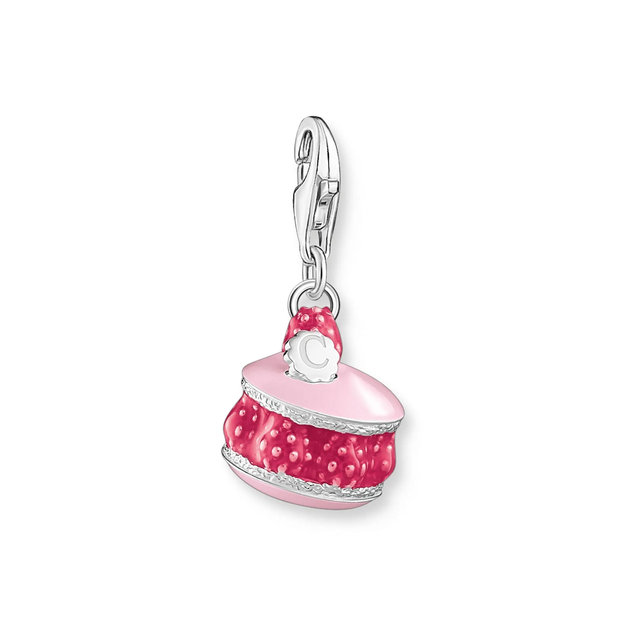 Charm Pendant with pink raspberry macaron