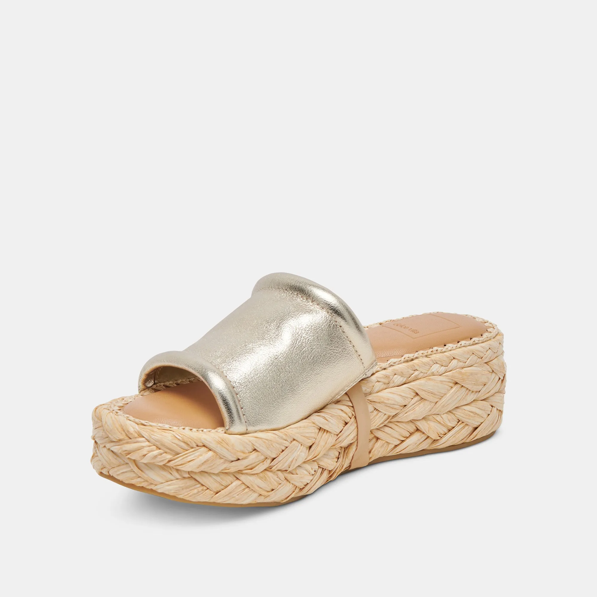 CHAVI WIDE SANDALS LIGHT GOLD METALLIC LEATHER