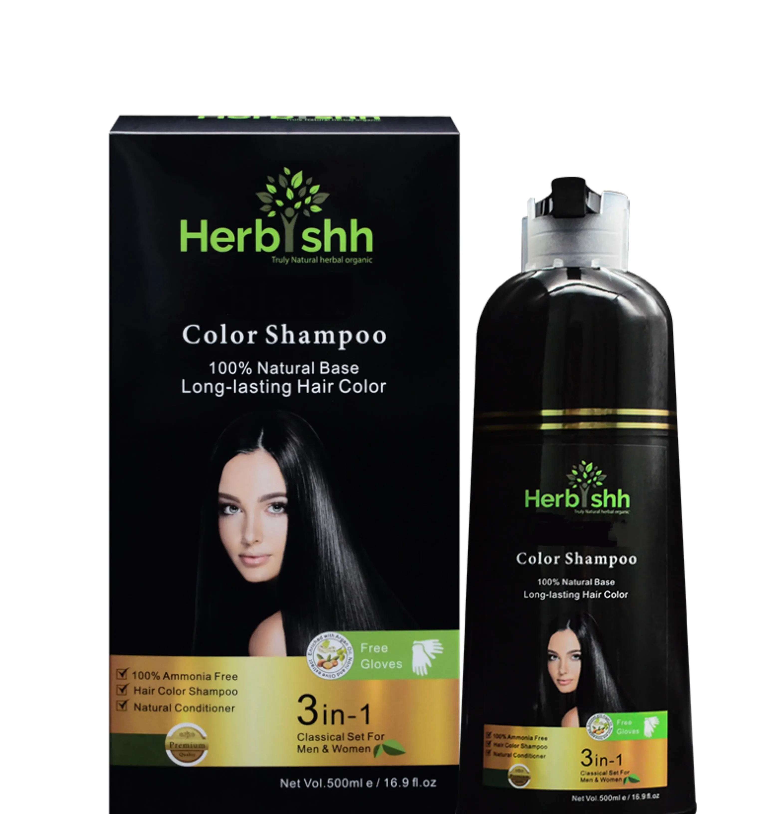 (Choose Brown or Black Shades) 2 pcs Color Shampoo   Free 1 pc  Argan Hair Mask