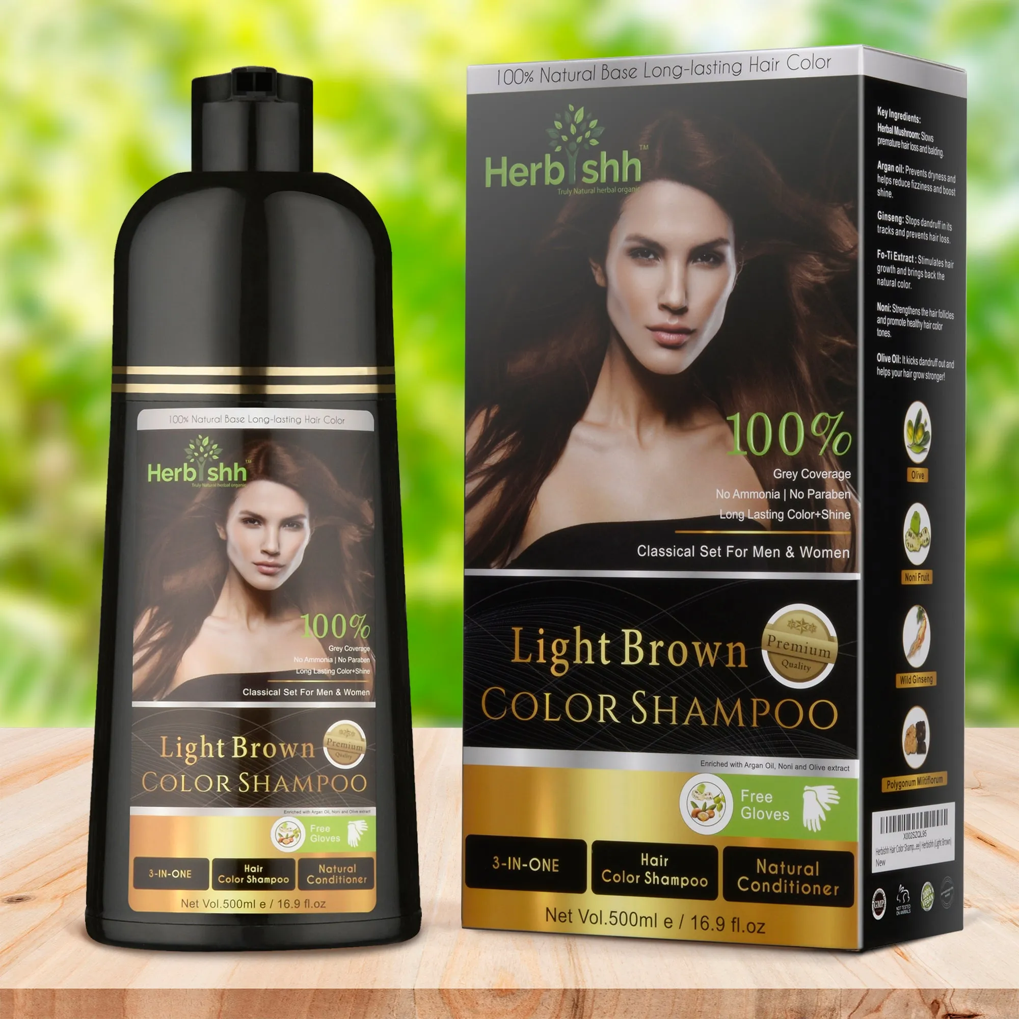 (Choose Brown or Black Shades) 2 pcs Color Shampoo   Free 1 pc  Argan Hair Mask