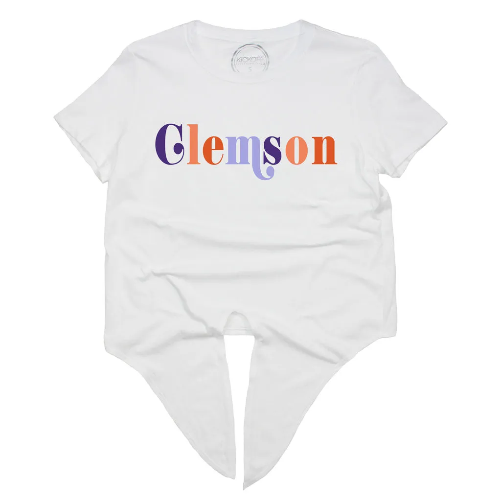 Clemson Game On Front Knot Tee