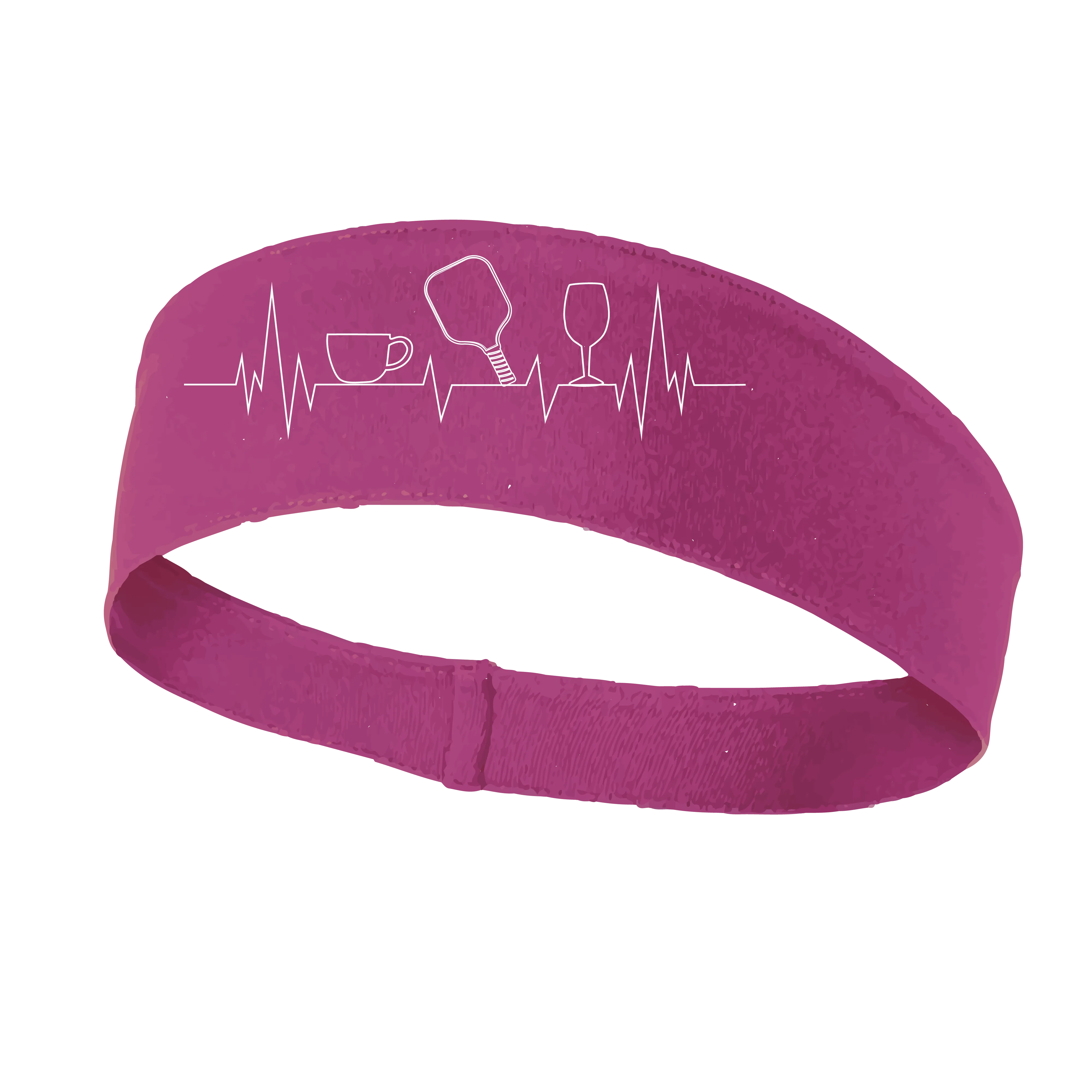 Coffee, Pickleball, Wine Heartbeat EKG | Pickleball Headband | 100% Polyester