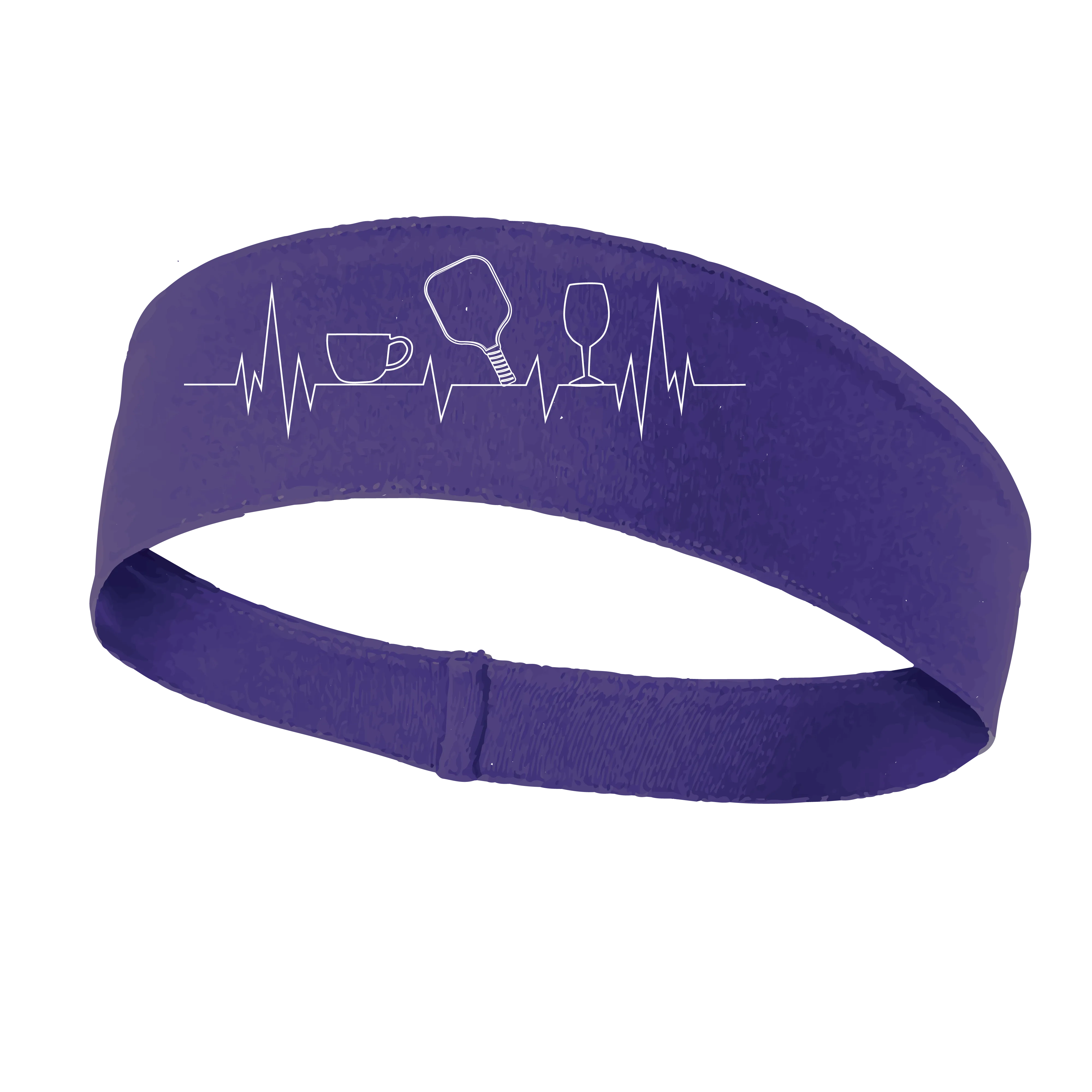 Coffee, Pickleball, Wine Heartbeat EKG | Pickleball Headband | 100% Polyester