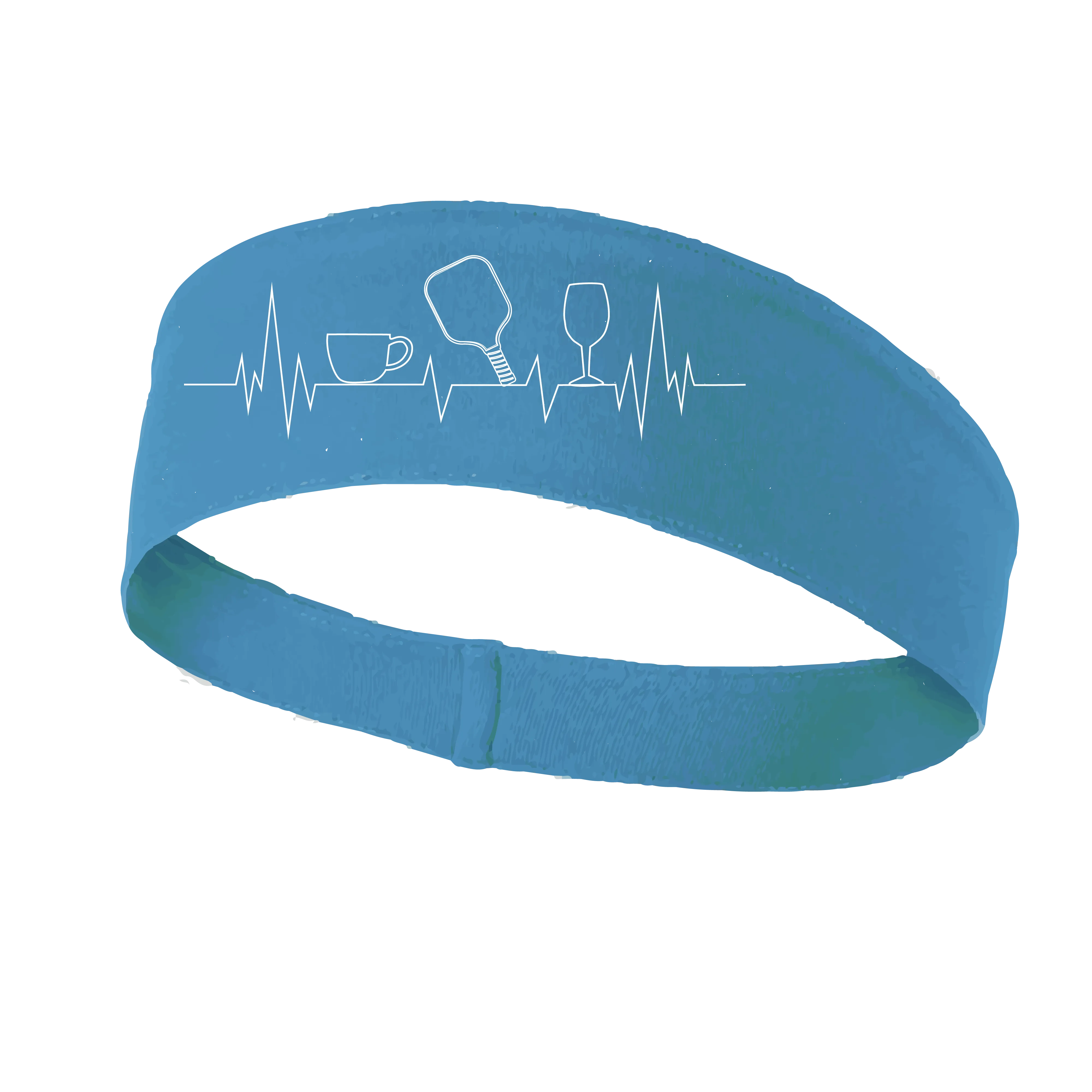 Coffee, Pickleball, Wine Heartbeat EKG | Pickleball Headband | 100% Polyester