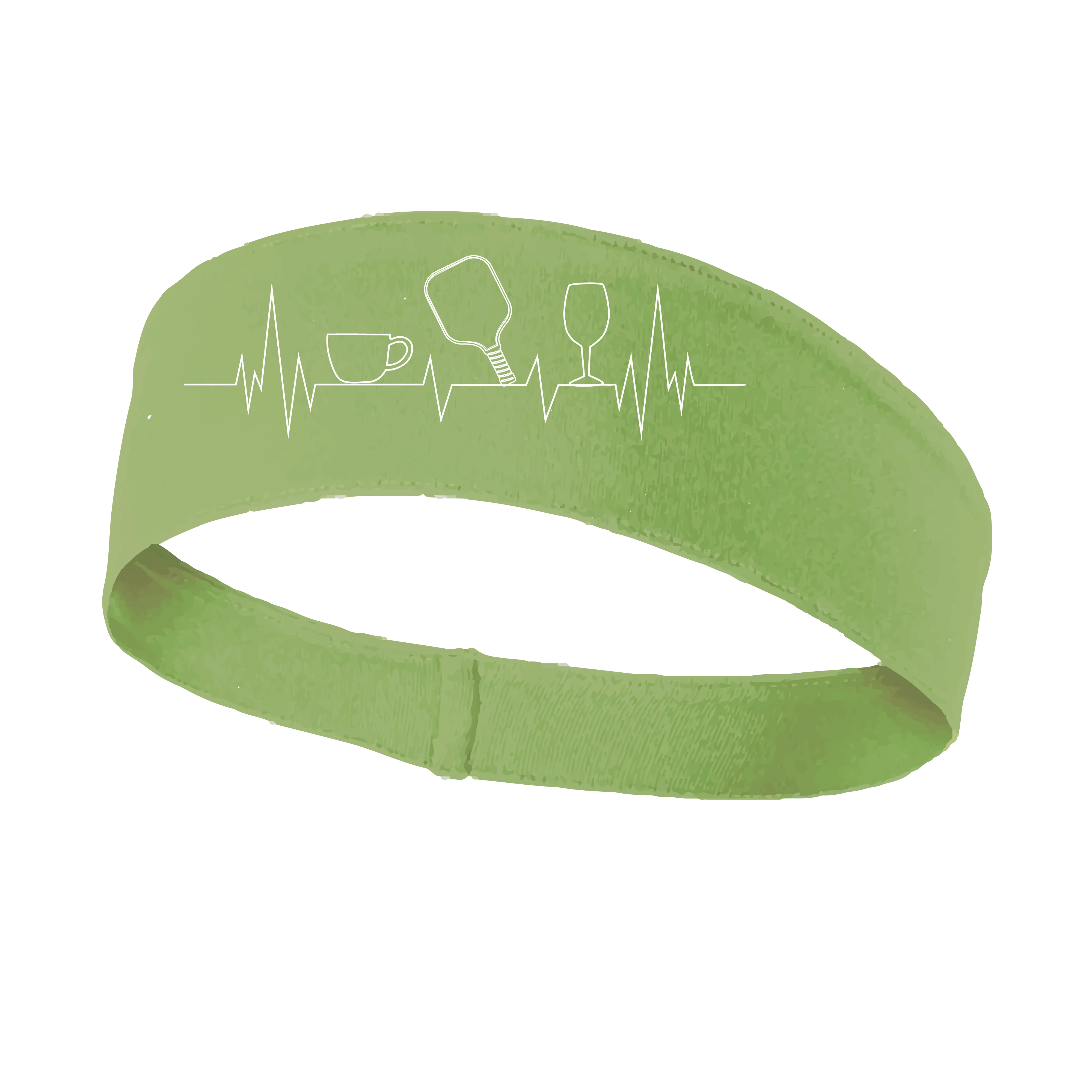 Coffee, Pickleball, Wine Heartbeat EKG | Pickleball Headband | 100% Polyester