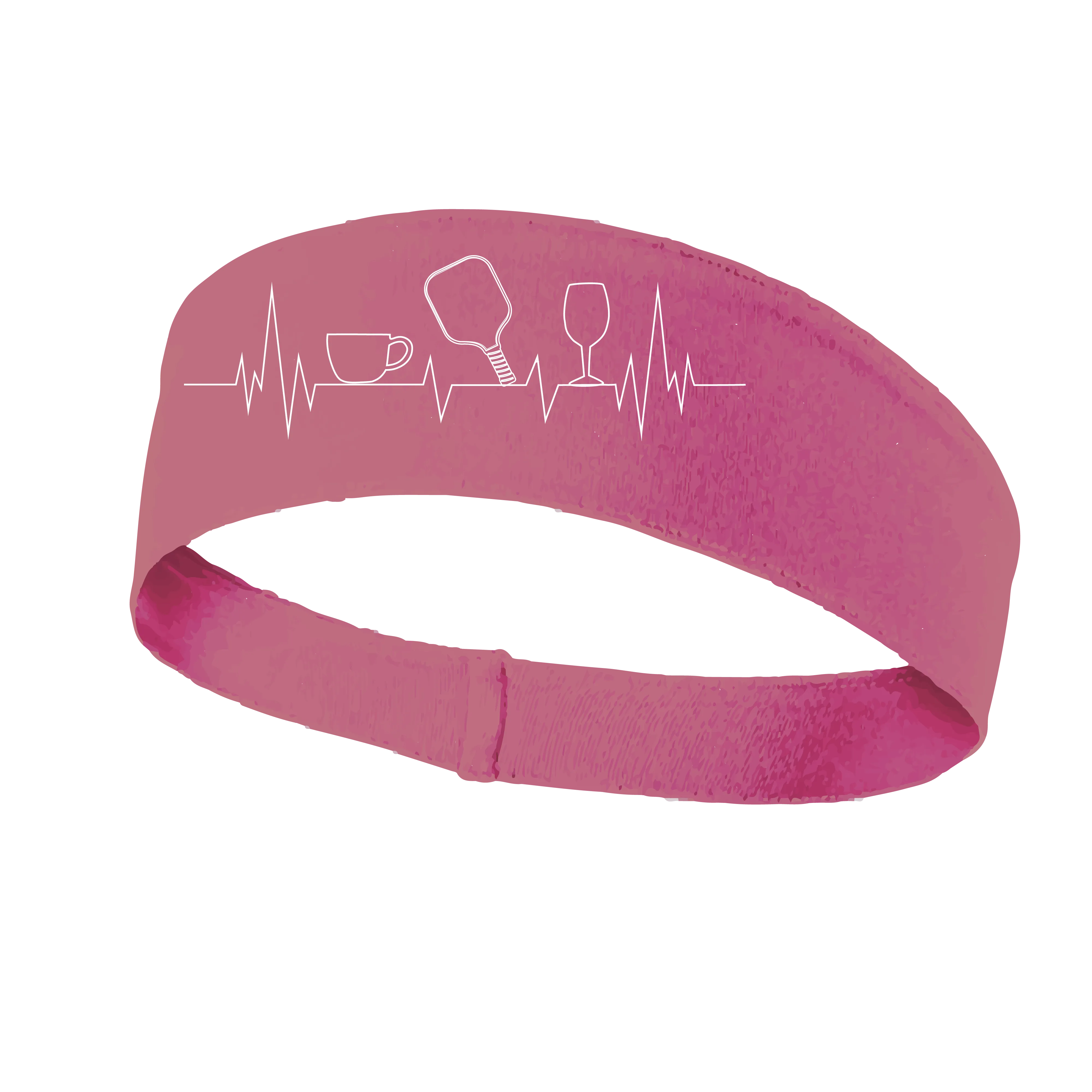 Coffee, Pickleball, Wine Heartbeat EKG | Pickleball Headband | 100% Polyester