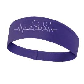 Coffee, Pickleball, Wine Heartbeat EKG | Pickleball Headband | 100% Polyester