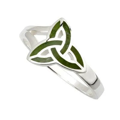 Connemara Marble Trinity Knot Sterling Silver Ring