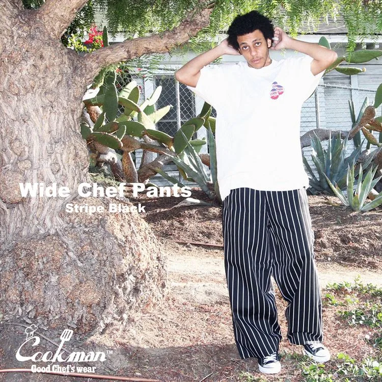 Cookman Wide Chef Pants - Stripe : Black