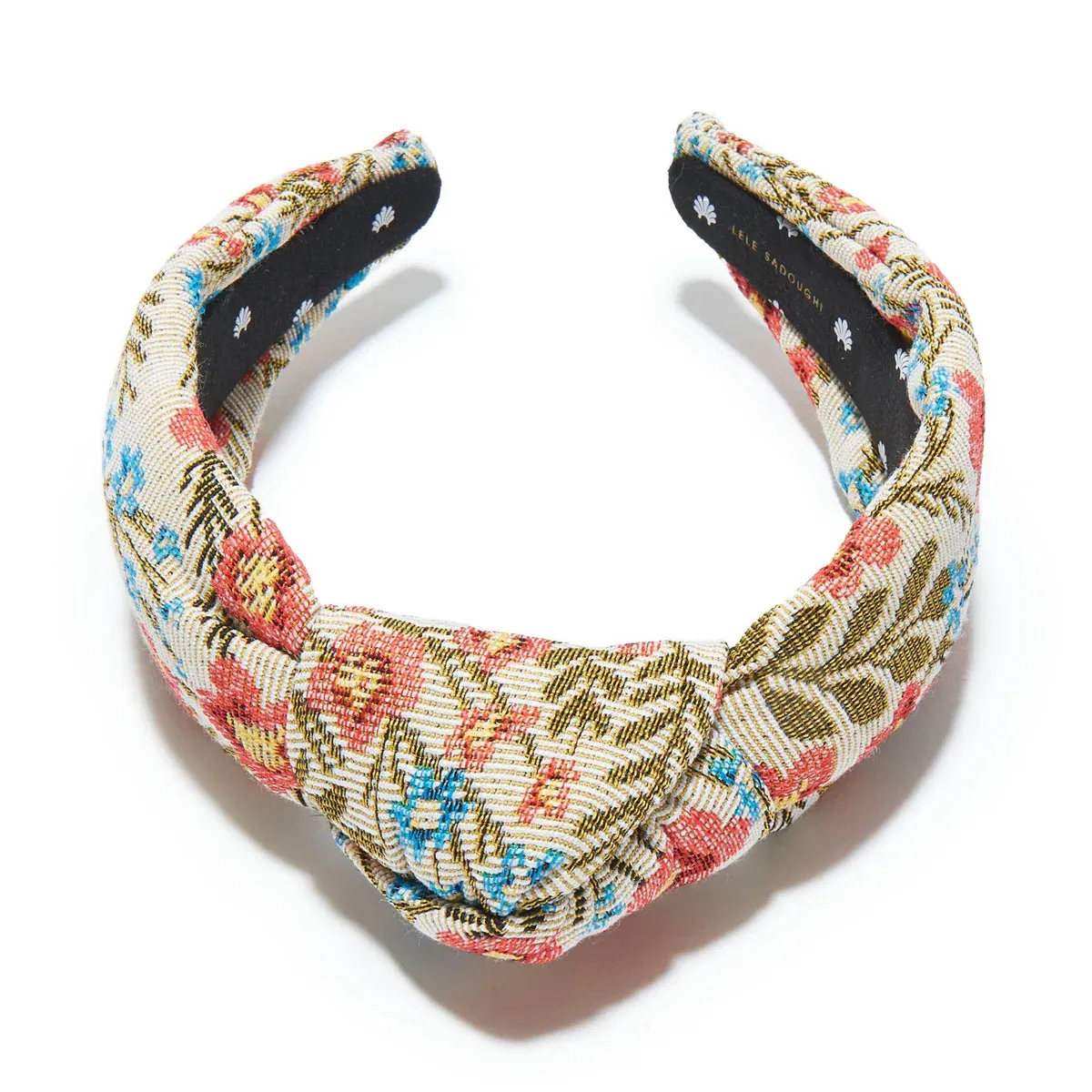 Coral Floral Brocade Knotted Headband