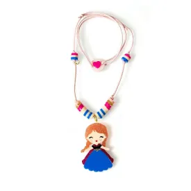 Cute Doll Dark Blue Dress Beaded Necklace