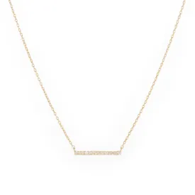 Diamond Pavé Medium Bar Necklace, 14k