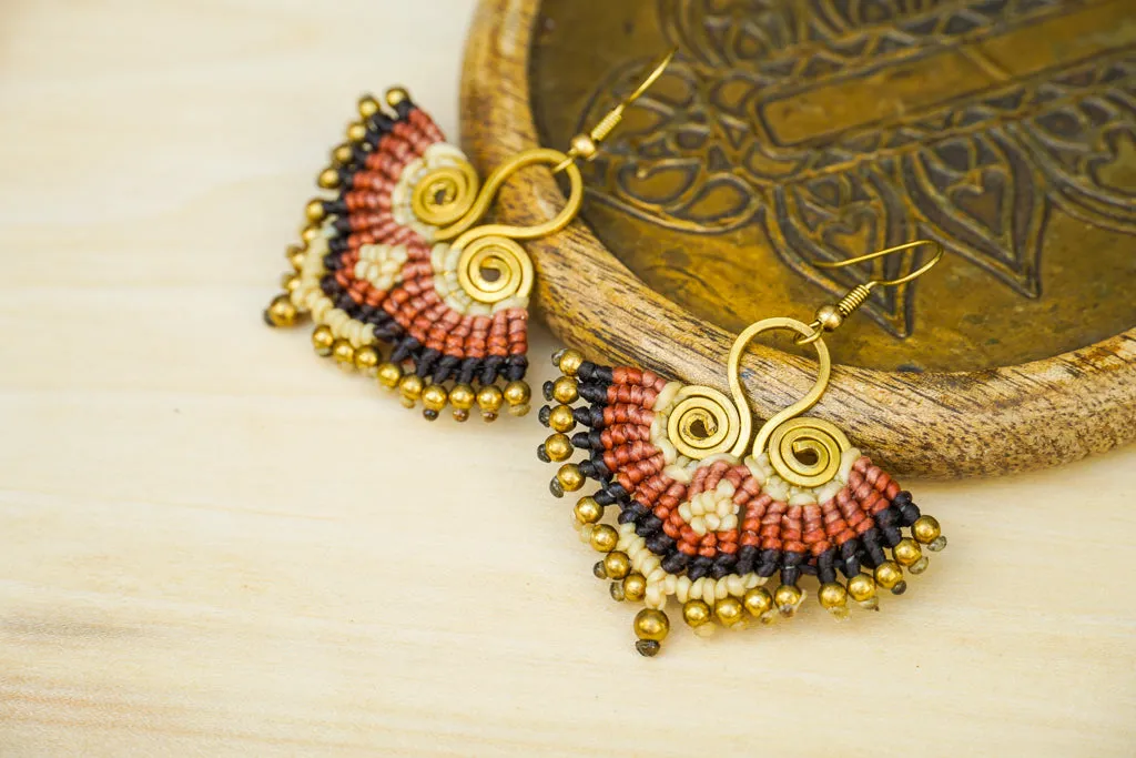 E7754- Micro Macrame Boho Earrings, Handmade Earrings, Hippie Earrings