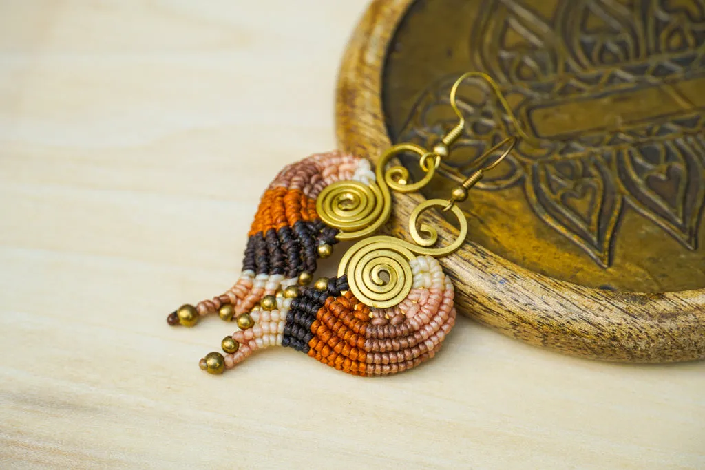 E7765- Micro Macrame Boho Earrings, Handmade Earrings, Hippie Earrings