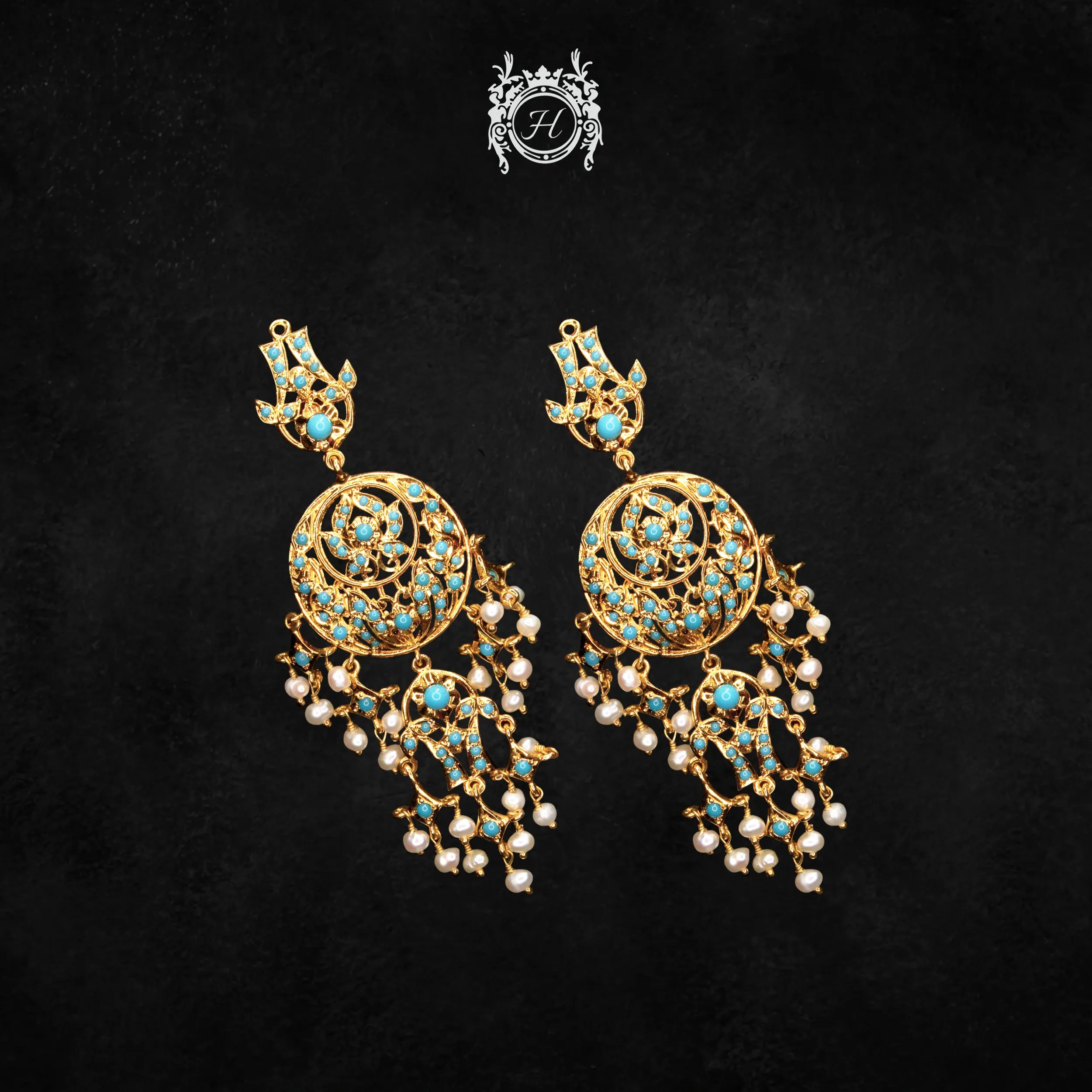 Earrings in Pearls and Feroza