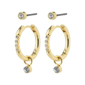 ELNA recycled crystal earrings 2-in-1 set gold-plated