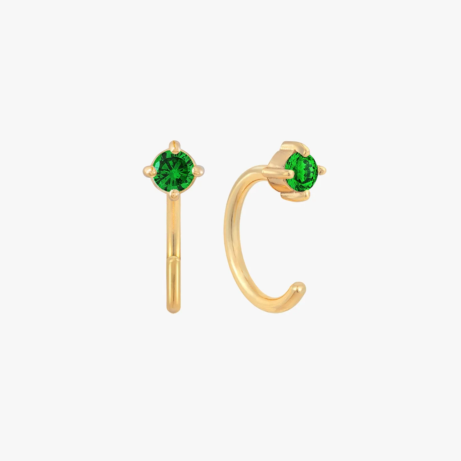 Emerald Open Huggies Earrings