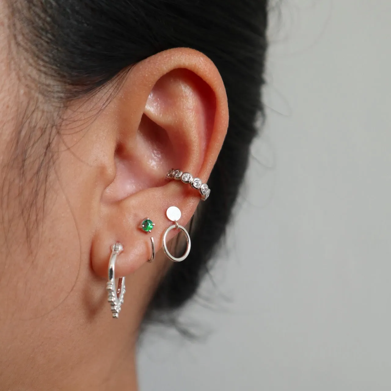 Emerald Open Huggies Earrings