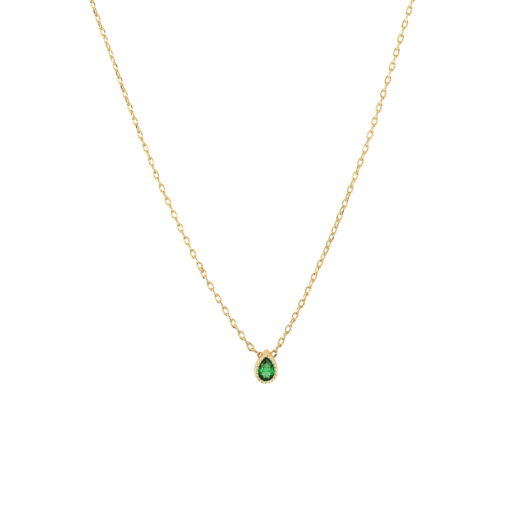 Emerald Tiny Teardrop Necklace