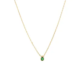 Emerald Tiny Teardrop Necklace