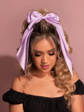 FINAL SALE - Large Satin Hair Bow in Lilac