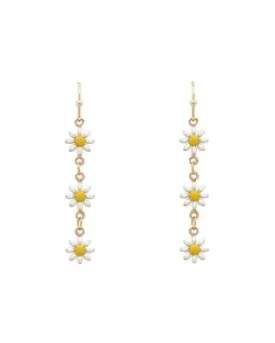 Flower and Gold Chain Earrings