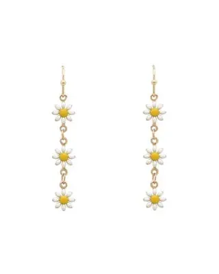 Flower and Gold Chain Earrings