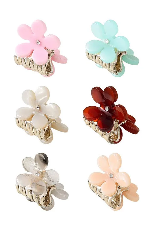 Friends Forever 6PCS Flower Mini Hair Clip Set