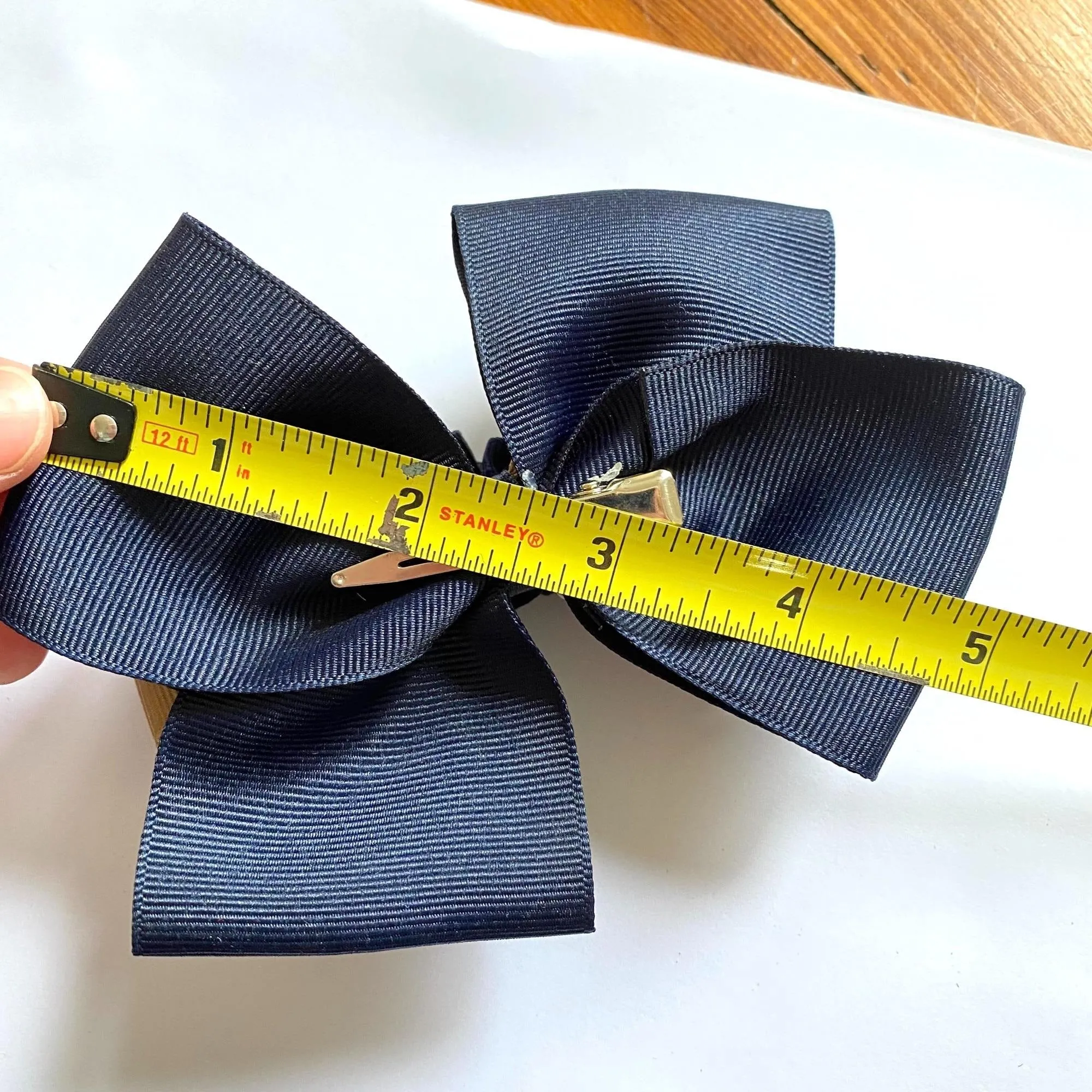 Girls Large Khaki and Navy Deluxe Bow