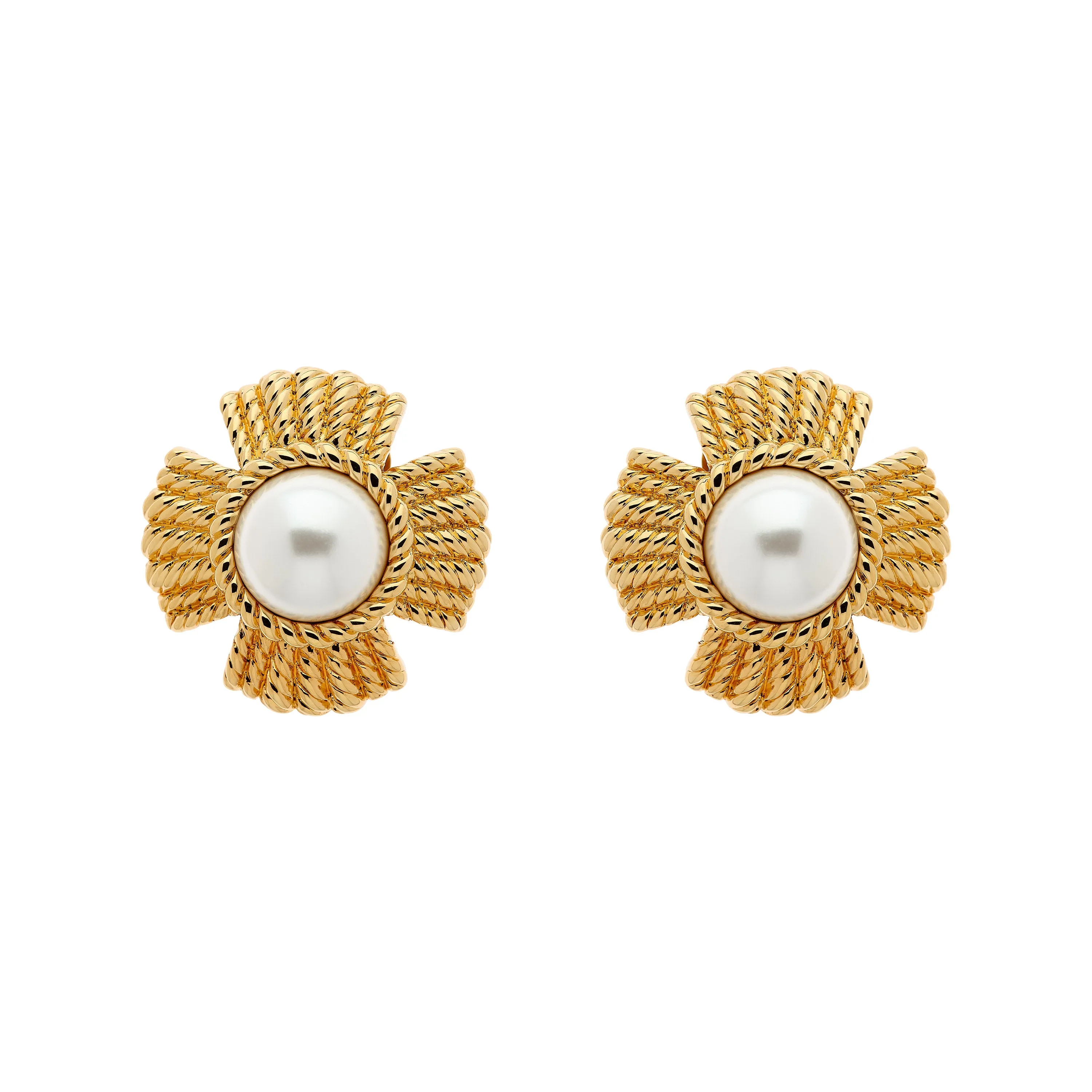 Gold & Pearl Clip Earrings