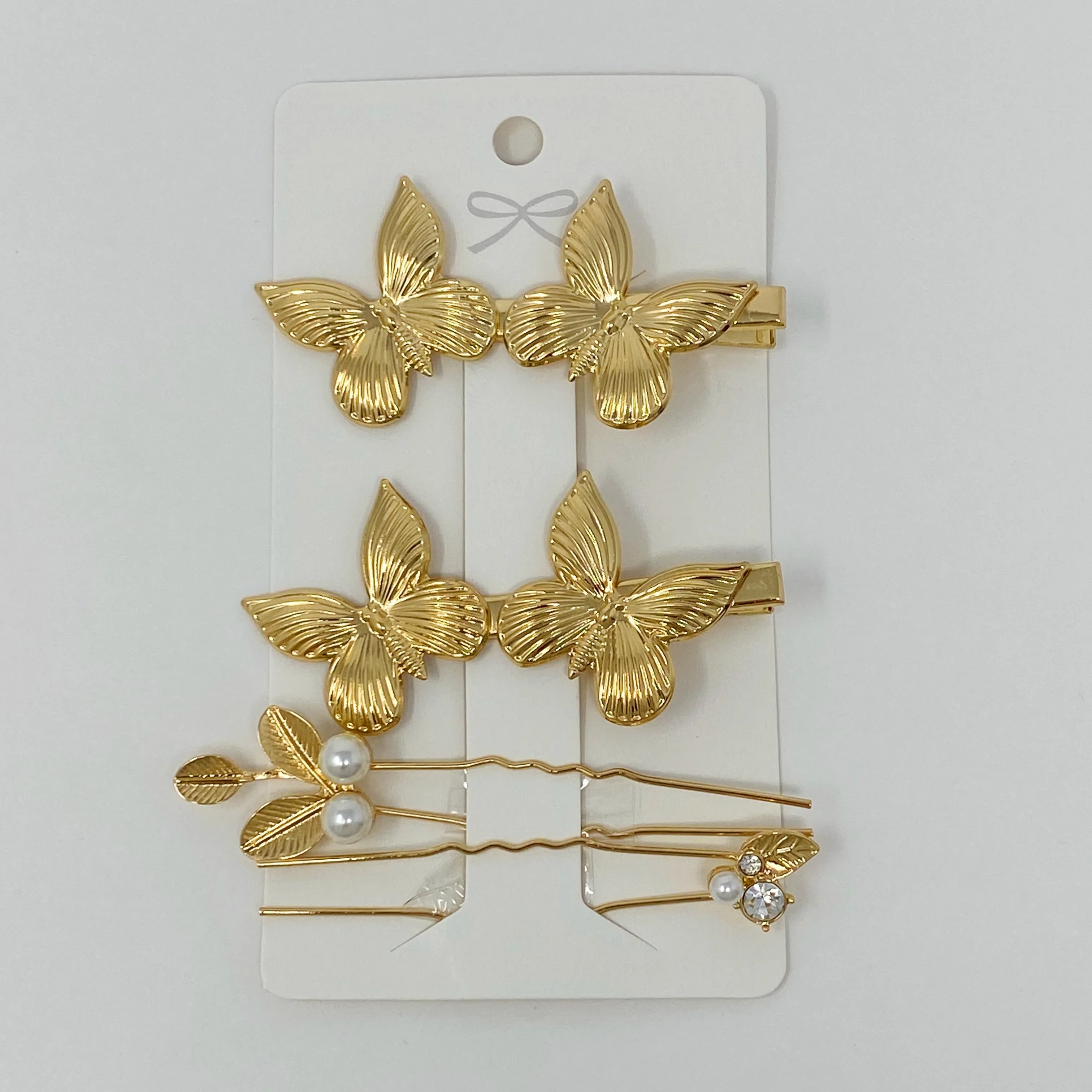 Gold butterfly Hair Clips And Pin Set