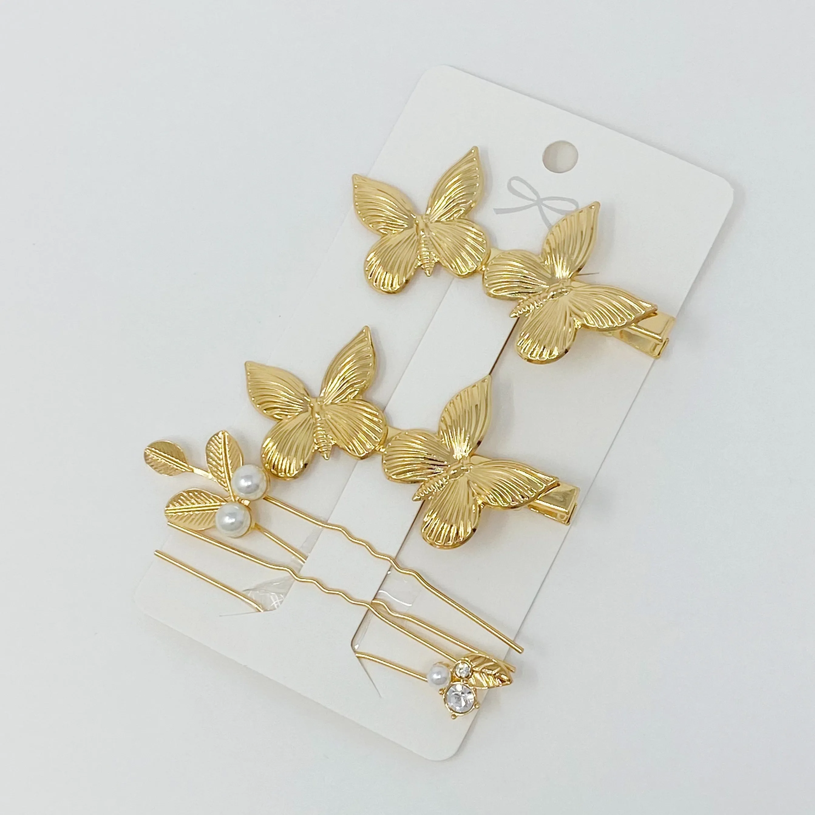 Gold butterfly Hair Clips And Pin Set