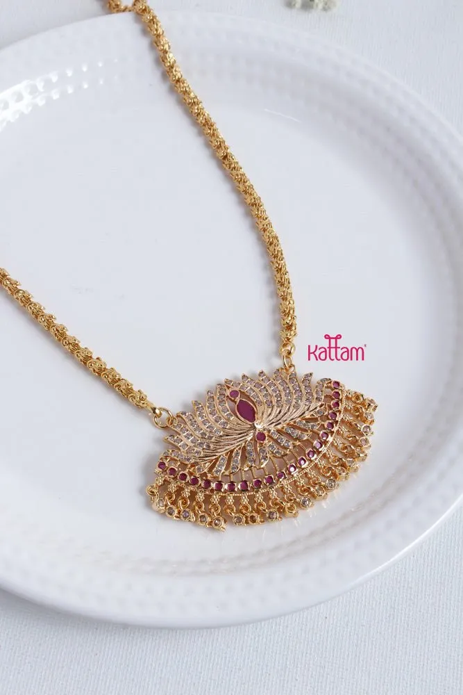 Goldtone Ruby White Lotus Gati Dollar Chain