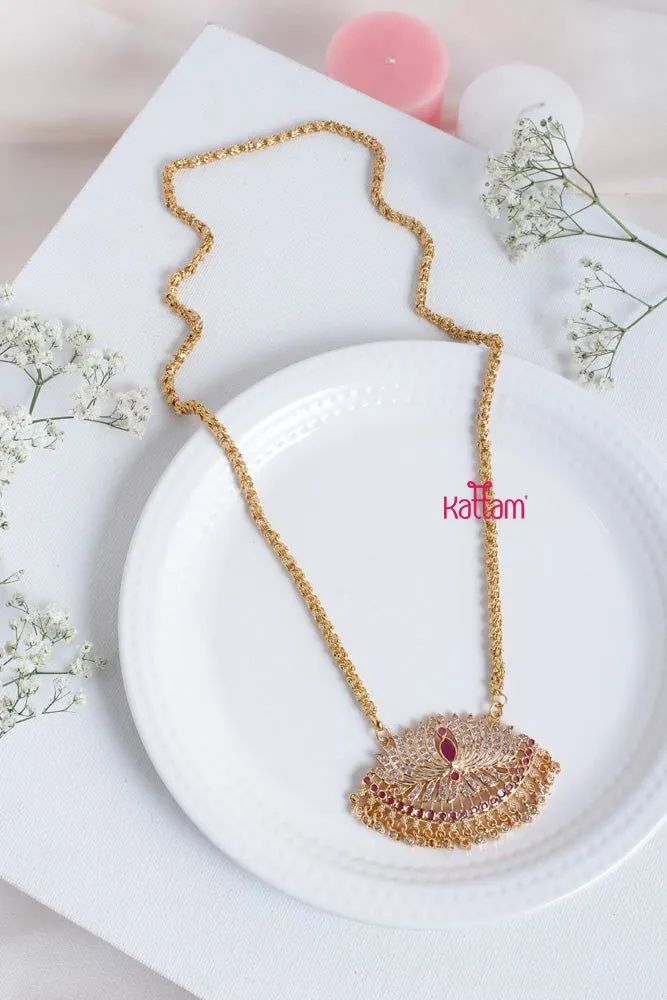 Goldtone Ruby White Lotus Gati Dollar Chain