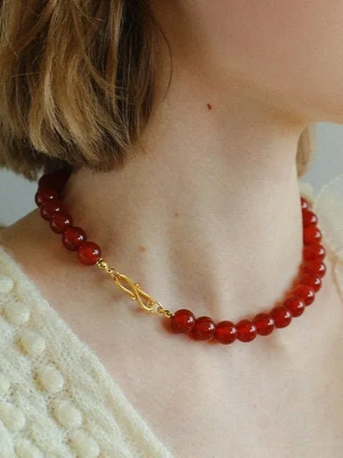 Harmonious Gemstone Necklaces Red Onyx 10mm