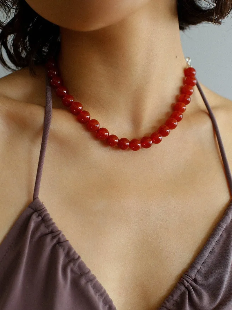 Harmonious Gemstone Necklaces Red Onyx 10mm