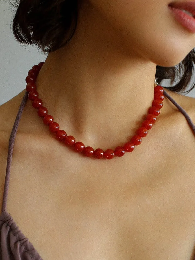 Harmonious Gemstone Necklaces Red Onyx 10mm