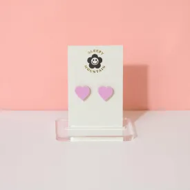 Heart Stud Earrings - Lilac