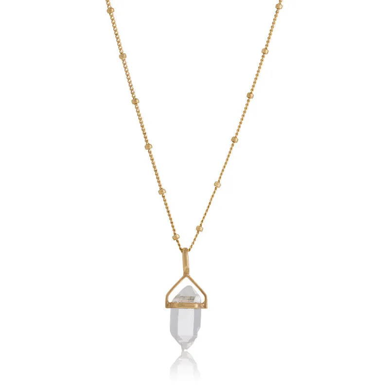 Herkimer Crystal Necklace, Gold