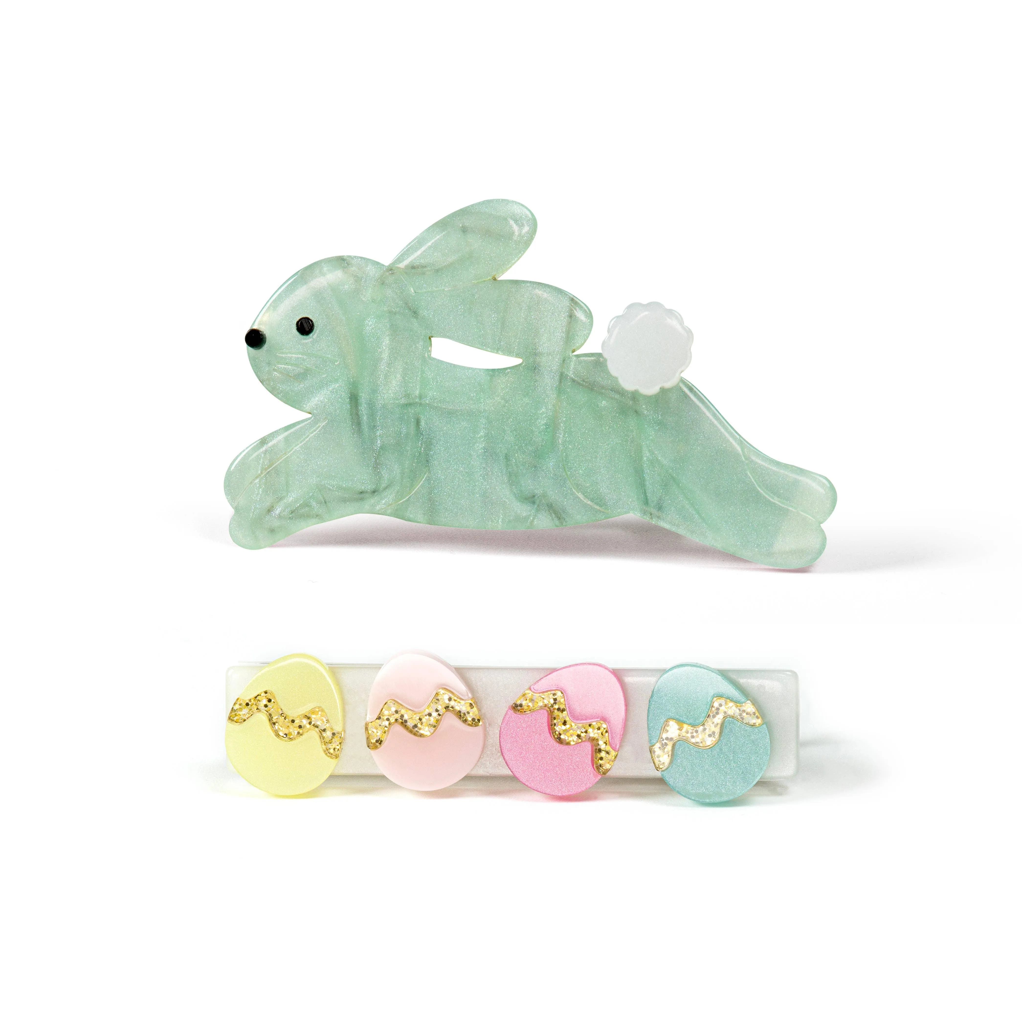 Hop Bunny Mint Easter Hair Clips Set