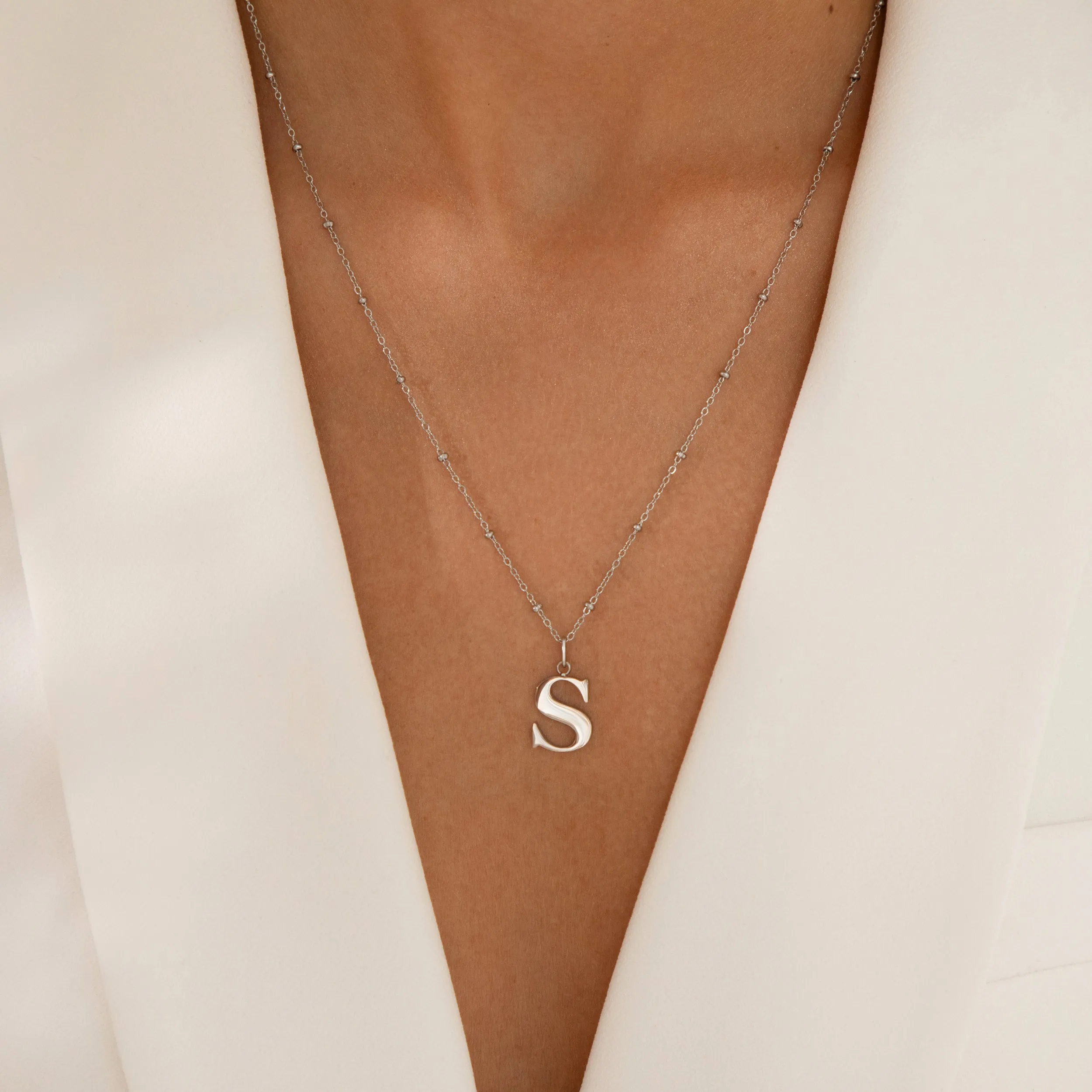 J Initial Pendant Necklace In Silver