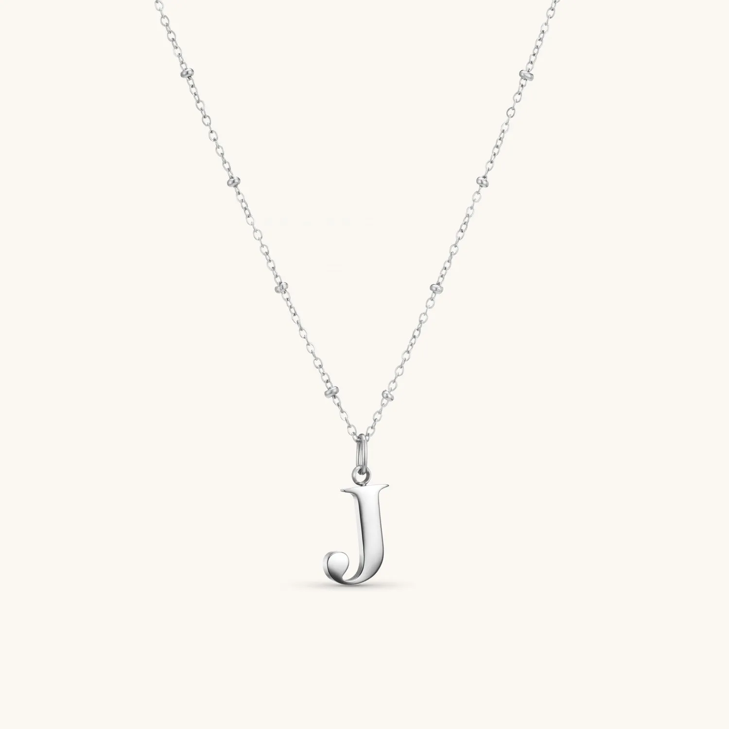 J Initial Pendant Necklace In Silver