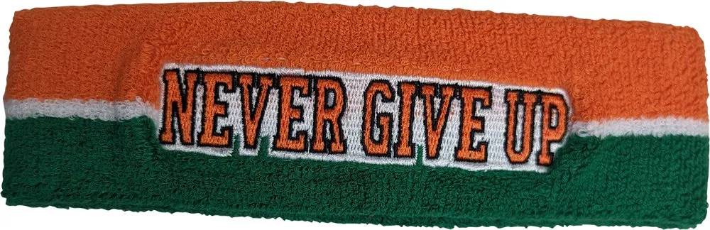 John Cena Never Give Up Green Orange 15x Headband Wristband Set