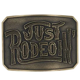 Just Rodeoin' Buckle by Montana Silversmiths for Bourbon Cowgirl