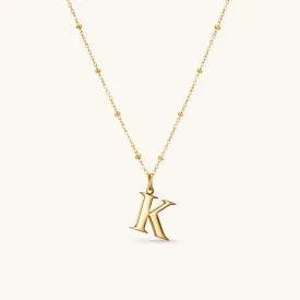 K Initial Pendant Necklace In Gold