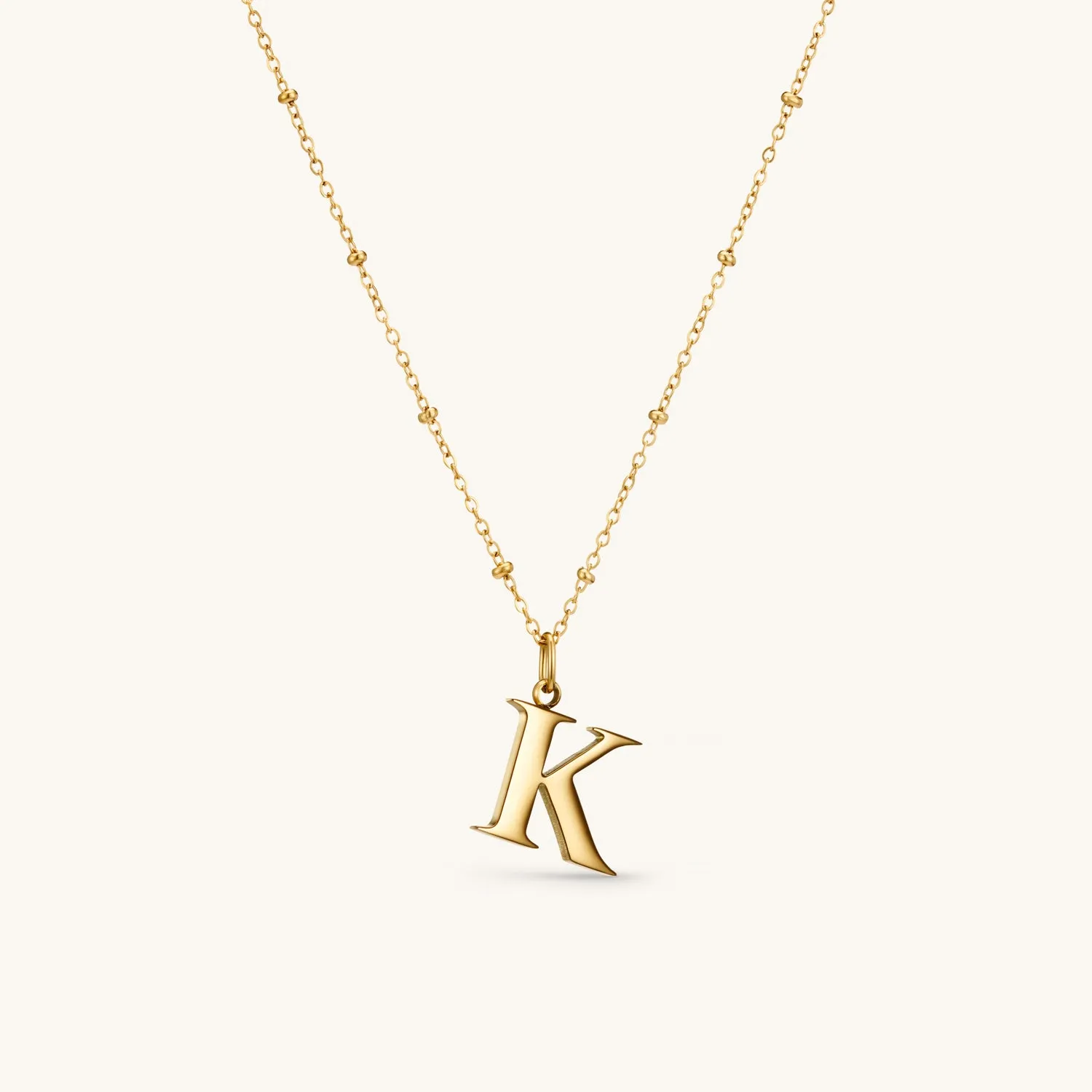 K Initial Pendant Necklace In Gold