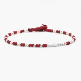 Knot Silver Beads Bracelet (Red)