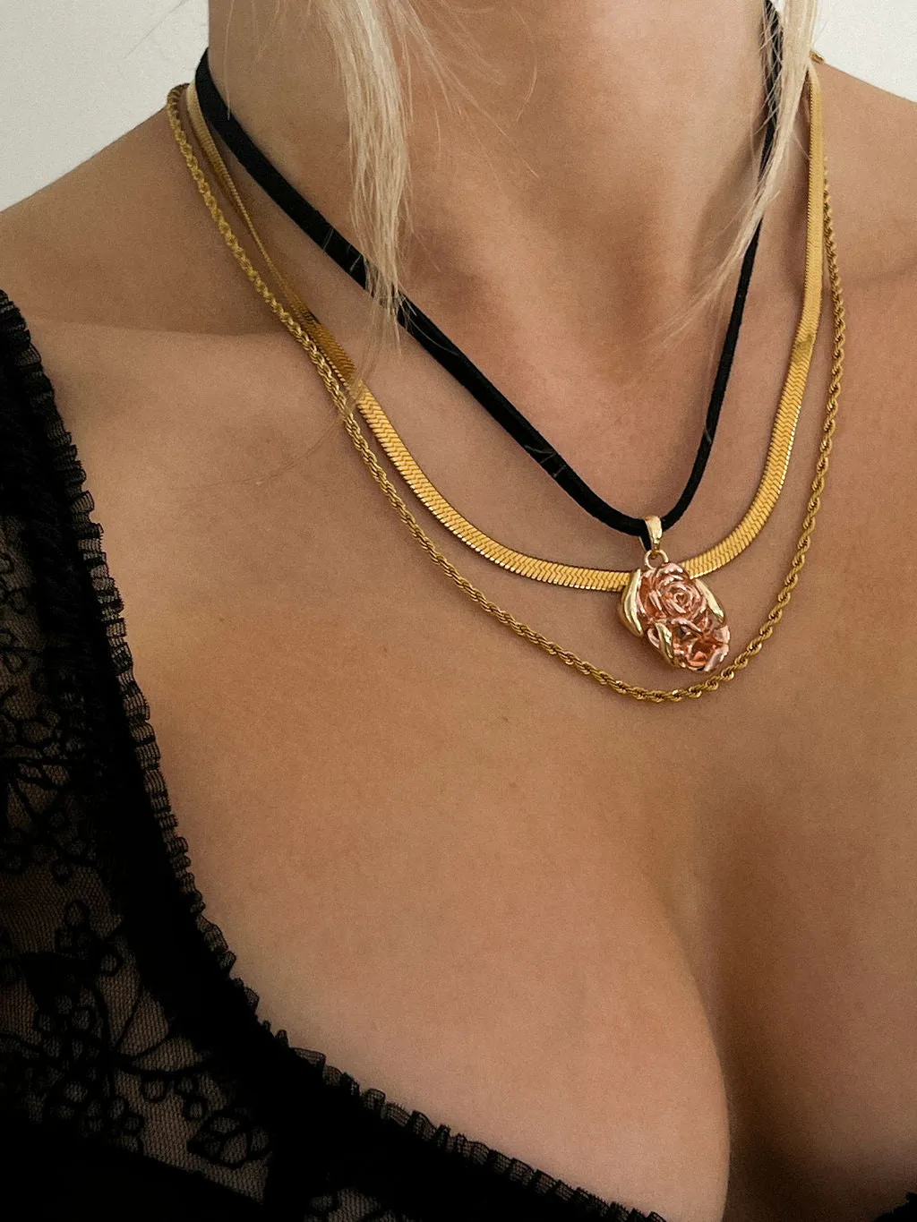 L'Amor Chain Necklace Set- Gold