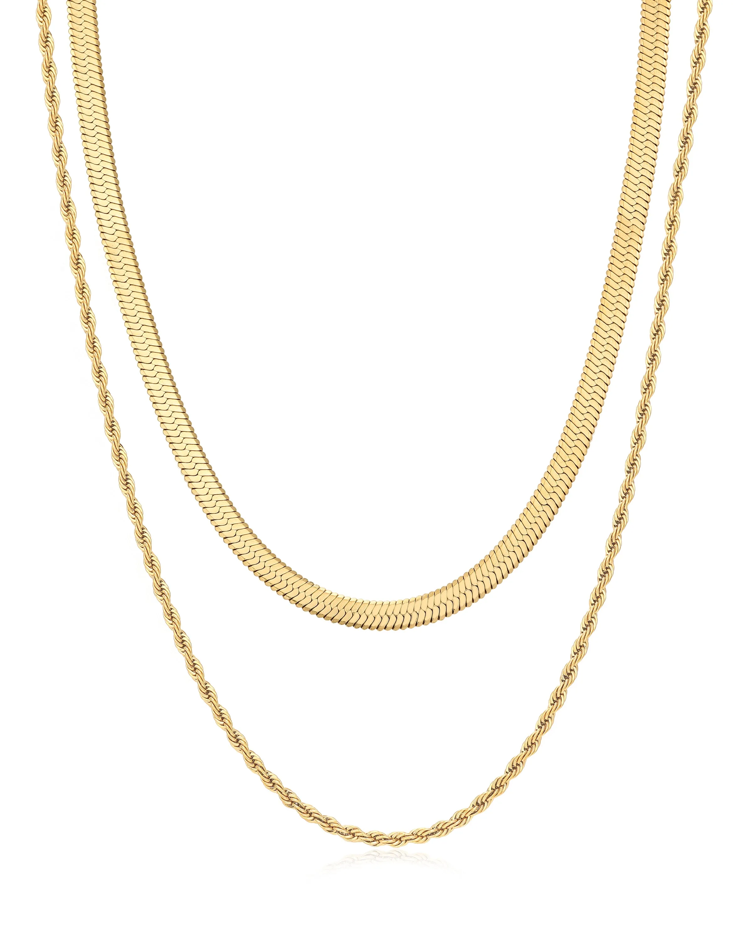 L'Amor Chain Necklace Set- Gold