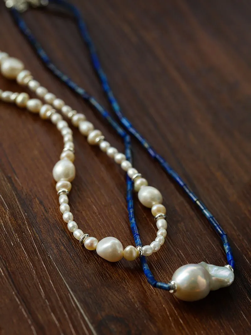 Lapis Lazuli Baroque Pearl Necklace